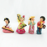 韩国传统特色农乐摆件树脂人偶/朝鲜族特色扇子鼓/韩服娃娃装饰品