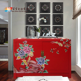 新中式古典家具漆器彩绘玄关柜客厅装饰储物柜鞋柜衣柜展柜洗手台