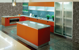 上海整体厨房模压板橱柜 L型石英石台面品牌环保防水柜体定做安装
