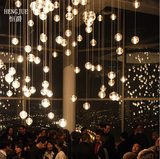 玻璃球吊灯创意个性圆球水晶球餐厅客厅办公室流星雨复式楼梯吊灯