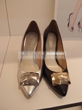 Le Saunda莱尔斯丹女鞋高跟鞋性感细跟尖头黑色银色专柜正品代购