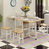 新品现代简约小户型折叠餐桌组合一桌四凳可伸缩折叠简易餐桌组合