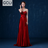 GCU2015秋冬季新款抹胸中式红色礼服宴会敬酒服新娘礼服长款修身