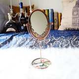 古铜色 经典款式 合金金属花型 立式单面化妆镜 梳妆镜 便携镜子