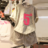 13-14-15-16岁女孩夏装初中学生套装女韩版休闲运动服短裤两件套