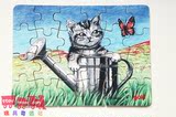 虎皮猫 折耳猫 水壶 蝴蝶 狸猫 虎斑猫 儿童木制玩具 拼图拼板