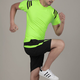 健身套装男夏季运动套装跑步短袖短裤速干弹力健身房紧身衣运动装