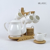 创意陶瓷咖啡具套装红茶 白色咖啡小杯配竹木架子下午花茶具包邮