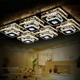水晶灯长方形客厅灯具现代简约大气LED吸顶灯创意不锈钢卧室灯饰