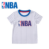 NBA童装小童16夏季新品男女童运动透气舒适柔软速干条纹短袖