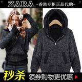ZARA代购2015冬季大码女装蝙蝠袖休闲针织衫加绒加厚羊毛毛衣外套