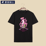 蒙面骑士夏季韩版t恤男女情侣装 粉红豹子卡通短袖印花潮牌半袖
