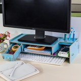 新款液晶显示器架支架木质收纳盒桌面办公电脑底座带抽屉托架