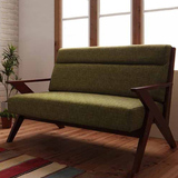 日式复古做旧小型单人两人双人客厅布艺loft木质会客单人创意沙发