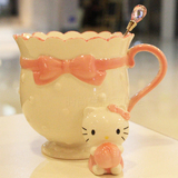 新款hello kitty陶瓷杯 可爱卡通陶瓷杯子猫头杯水杯马克杯