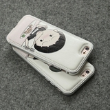 小丸子花轮iphone6S手机壳金属边框苹果6plus手机套情侣皮质超薄
