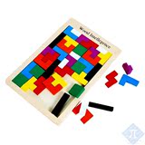 木质彩色俄罗斯方块拼图亲子互动桌游儿童早教益智玩具生日礼物