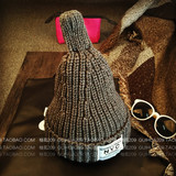 韩版冬季NYC贴布奶嘴尖尖帽保暖加厚针织帽子女学生毛线帽套头帽