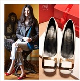 香港IT代购MB法国漆皮中跟粗跟方扣方头女单鞋糖果色高跟婚鞋