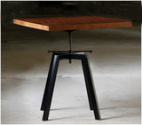 铁艺实木做旧酒吧网咖桌椅复古旋转高腿吧台吧桌椅方桌餐桌咖啡桌