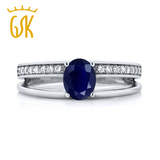 GSK1.18克拉天然蓝宝石戒指925银满钻双层彩色宝石女戒
