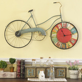 创意挂钟卧室客厅美式复古自行车钟表咖啡厅墙上软装饰品个性壁饰