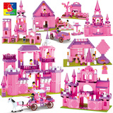 沃马7合一公主城堡别墅房屋6岁以上女童女孩玩具益智拼装拼插积木