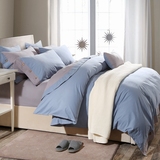 夏天纯色被单床单四件套纯棉2.0m床双人欧美风夏季床上用品1.8m床