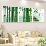 现代简约无框画竹子 客厅 竖版玄关装饰画壁画 三联画挂画 绿树林