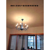 地中海客厅吊灯铁艺黑白蓝色蜡烛水晶8头灯欧式美式卧室餐厅吊灯