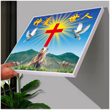 耶稣像冰晶画电表箱玻璃装饰画配电箱装饰挂画客厅框画基督教礼品