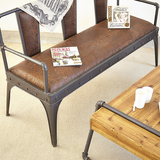 铁艺沙发 美式防锈复古做旧三人沙发LOFT长椅 仿古扶手沙发椅