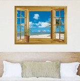 天地翱翔3d假窗户风景画 墙贴 欧式 餐厅卧室客厅走廊防水装饰