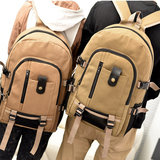 新款韩版男士双肩背包复古休闲旅游背包帆布中学生书包时尚潮背包