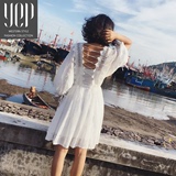 YEP2016夏装新品女装韩版蕾丝裙子露背性感连衣裙抹胸两件套装裙