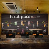 个性3D涂鸦黑板果汁饮料大型壁画水果店奶茶店休闲吧背景墙纸壁纸