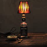 大谷设计 创意酒瓶台灯 全手工制做 拉丝布灯罩