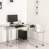1.2米时尚简约转角电脑桌台式家用铝合金钢化玻璃书桌办公桌包邮