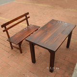 5折火锅桌椅 炭烧桌杉木桌 方桌 碳化桌 实木碳烧桌 复古防腐木桌