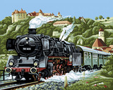 新款包邮数字油画蒸汽机车DIY手绘火车风景写生儿童画客厅装饰画