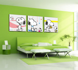 现代装饰画 无框画三联画客厅 壁画装饰画 沙发背景墙 狗狗史努比