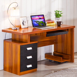 时尚家用办公家具全实木电脑台 简约书桌组合带柜子白樟木写字台