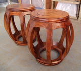 圆鼓凳 明清实木凳 仿古家具中式榆木绣花凳换鞋凳铜钱小方凳特价