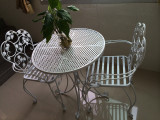 厂家直销铁艺桌椅餐饮咖啡创意户外阳台休闲白色组合三件套座椅
