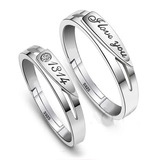 韩版个性创意情侣对戒 925纯银男女一对指环 活口可调节结婚戒指