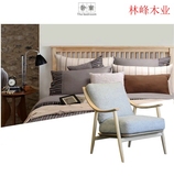 北欧实木沙发椅美式loft风格简约现代休闲椅中式卧室客厅阳台单椅