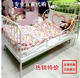 上海宜家代购米隆可加长床儿童床铁艺床白色/黑褐色家居床板正品