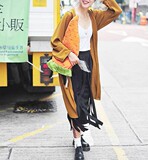 16韩国东大门春装新款复古休闲宽松纯色中长款针织薄开衫外套女