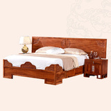 1.8米大床双人床雕花床现代新中式床实木床刺猬紫檀红木卧室家具