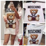 意大利代购 MOSCHINO 2016新款可爱小熊妹妹图案短袖T恤白色